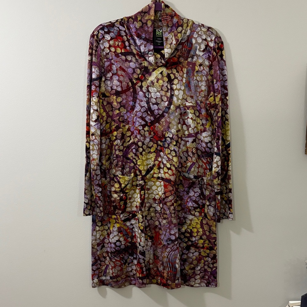 Urbanology Abstract Cowl Neck Dress | Size M | Made in Canada (OVERSIZED) - Picture 2 of 10
